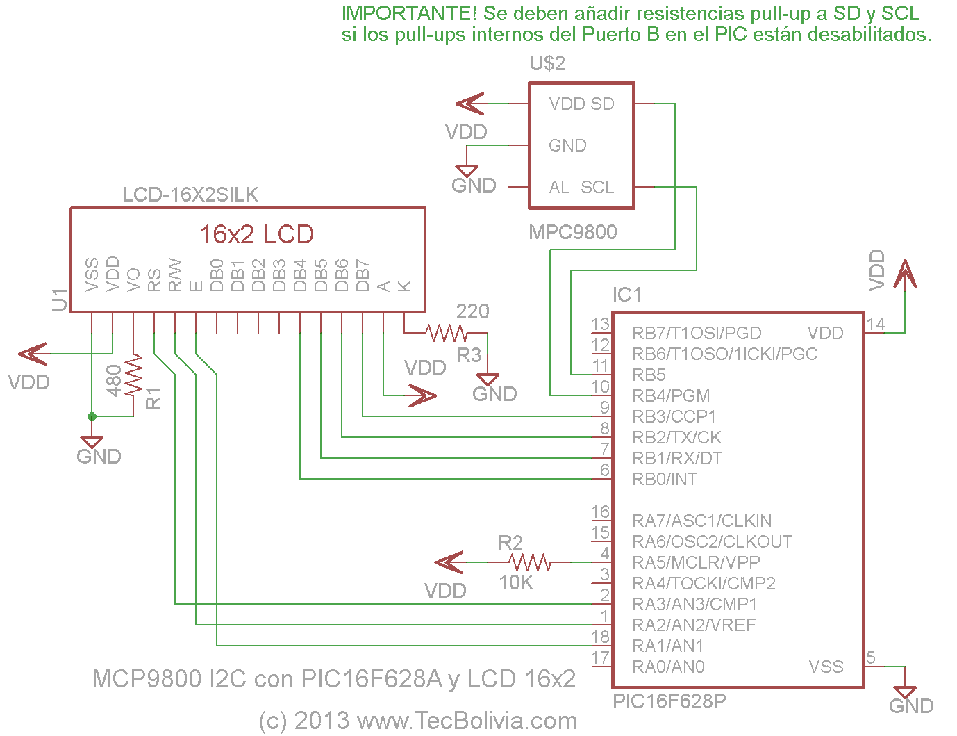 Sensor Serial I2C de Temperatura con PIC16F6248A  y LCD