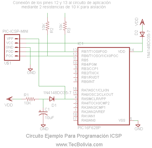 Circuito ejemplo con ICSP