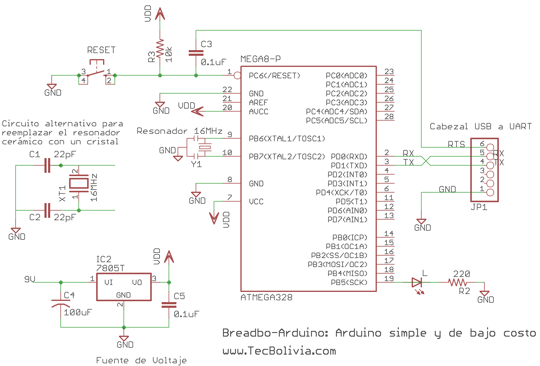 Arduino en breadboard